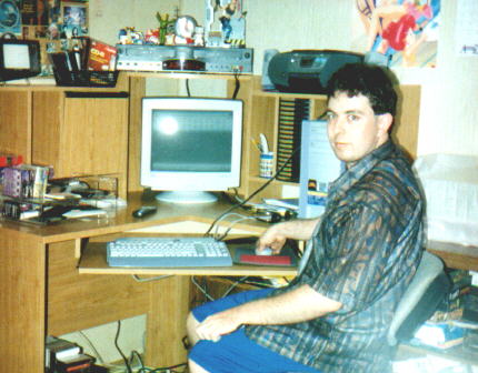 Me sitting at my new computer